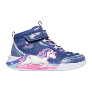 Pantofi sport cu aspect stralucitor si lumina led Unicorn Chaser - Albastru prafuit/Roz
