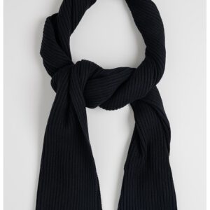 Fular striat cu aplicatie logo discreta - Negru