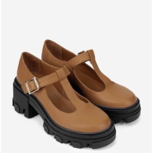 Pantofi dama maro din piele - Maro deschis