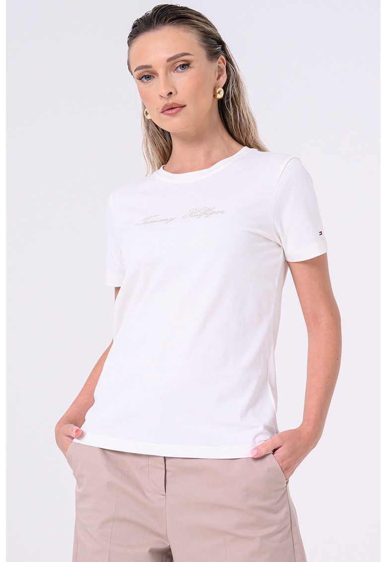 Tricou de bumbac cu logo - Alb