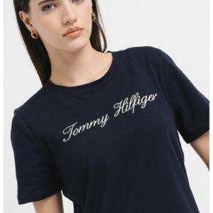 Tricou de bumbac organic cu broderie logo - Albastru ultramarin