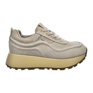 Pantofi sport flatform de piele intoarsa - Maro nisip