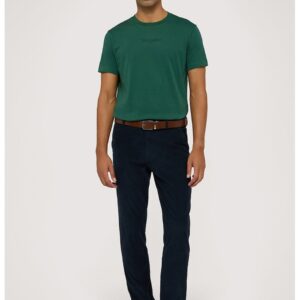 Pantaloni din amestec de bumbac cu model uni - Albastru inchis