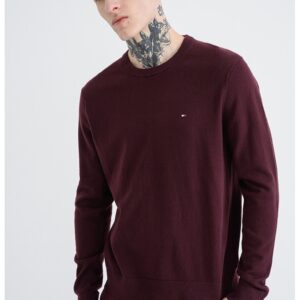 Pulover din amestec de casmir si bumbac organic cu decolteu la baza gatului - Violet tyrian