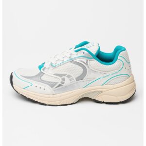 Pantofi sport wedge low-cut - Alb murdar/Argintiu/Verde menta