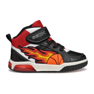 Pantofi sport mid-cut cu LED-uri - Rosu/Alb/Negru