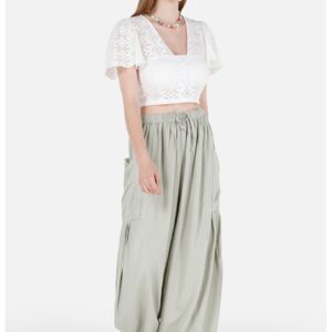 Pantaloni cargo largi - Verde pal