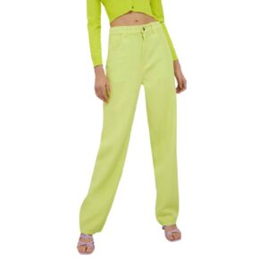 Pantaloni dama  evazati - galbeni - bumbac -