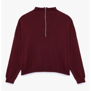 Pulover regular-fit cu fermoar - Rosu inchis