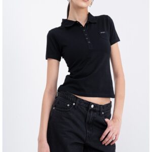 Tricou polo cu buzunar mic pe piept - Negru