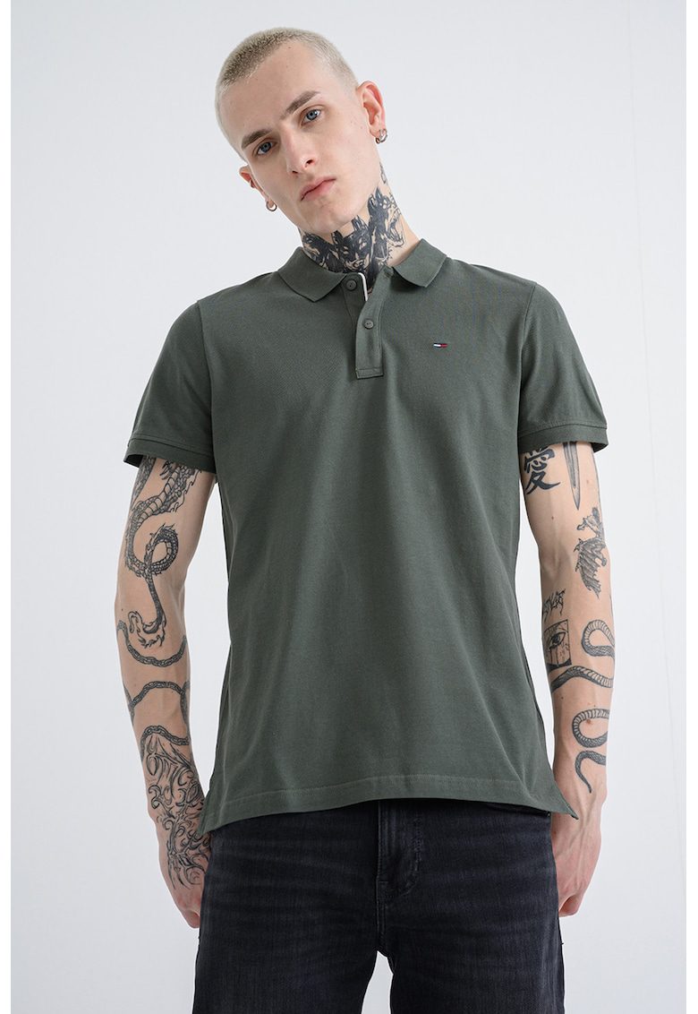 Tricou polo din bumbac cu logo - Verde persan