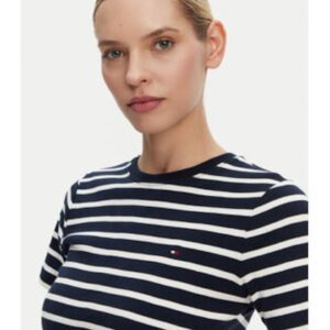Tricou dama  bumbac - bleumarin/alb -