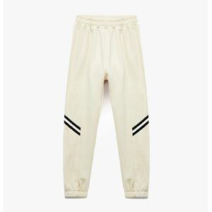 Pantaloni de trening cu segment din plasa - Crem
