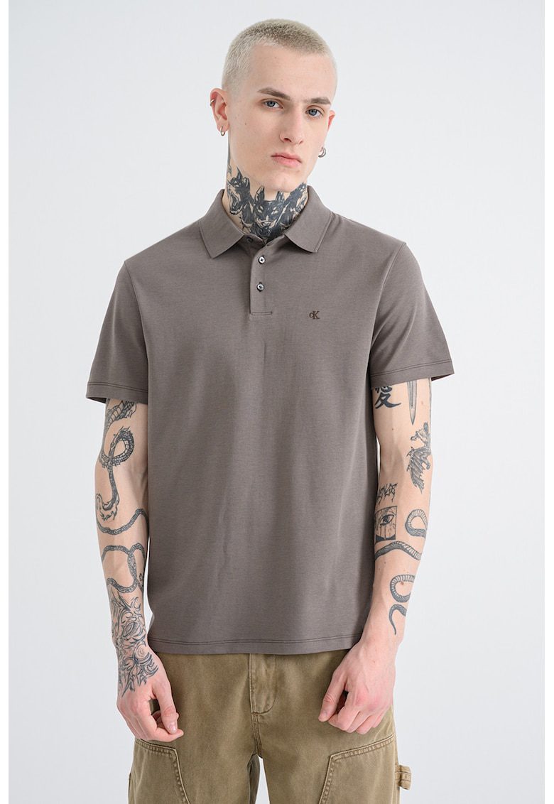 Tricou polo din bumbac cu monograma brodata discreta