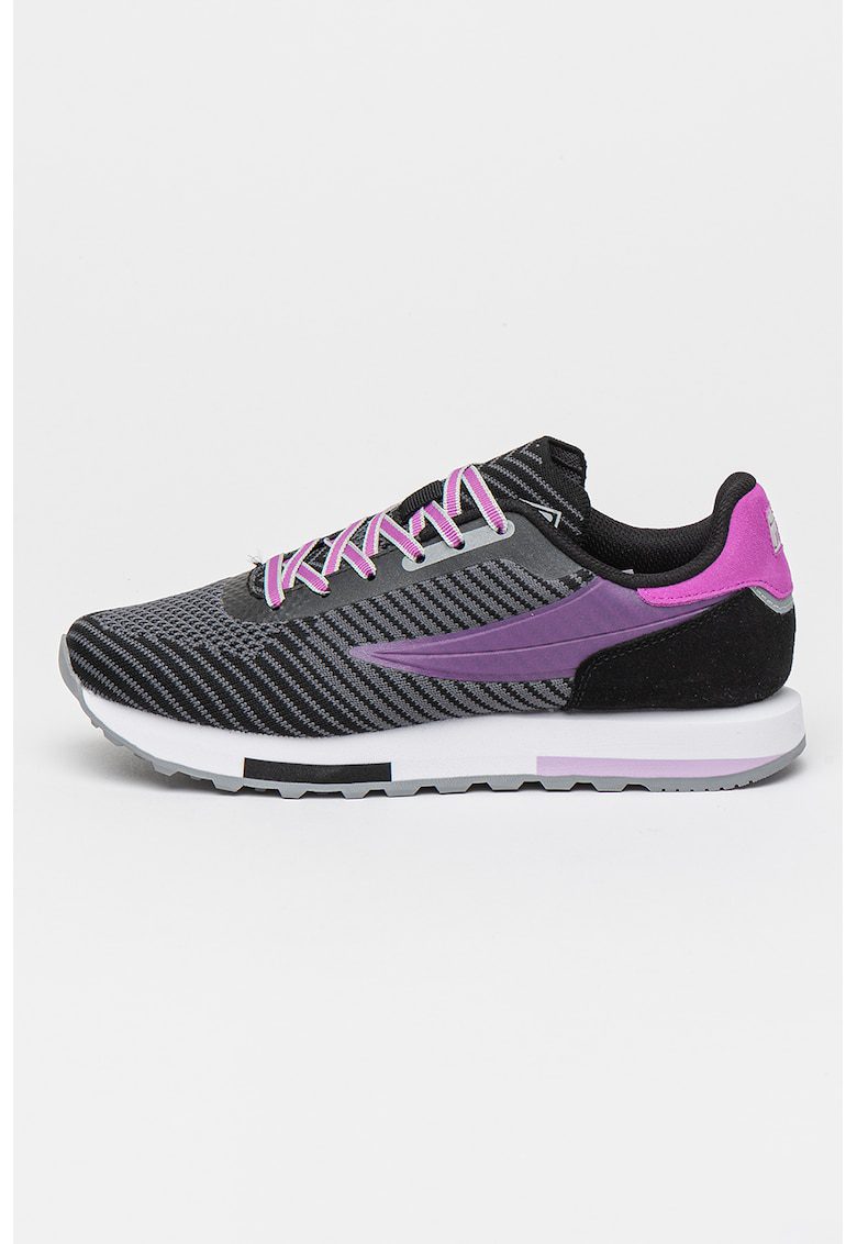 Pantofi sport cu insertii din piele intoarsa Retronique 22 - Negru/Ametist/Gri inchis
