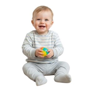 Bluza  din bumbac - crem - cu dungi - pentru copii