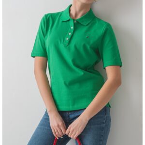 Tricou polo regular fit cu logo discret - Verde
