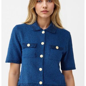 Cardigan din amestec de bumbac - Albastru inchis