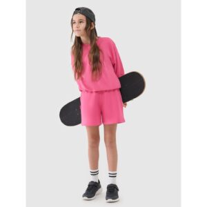 Pantaloni scurti copii supradimensionati - 80% bumbac - roz - fara captuseala