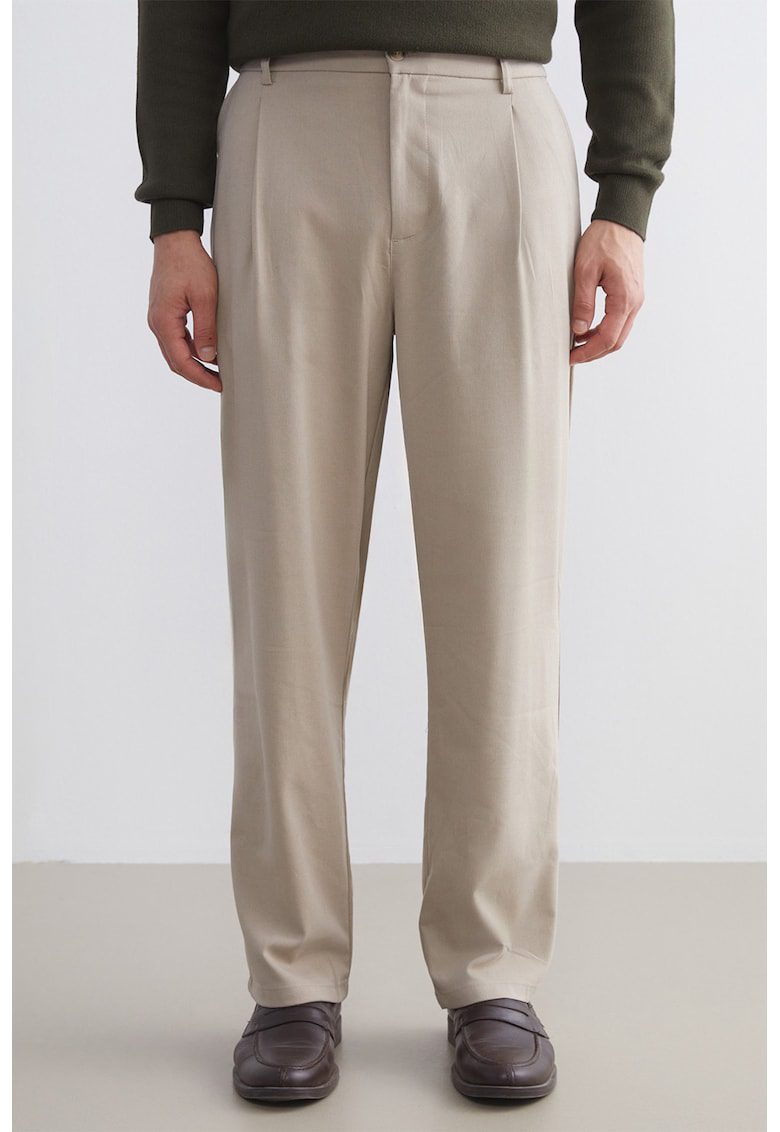 Pantaloni uni regular fit - Maro nisip