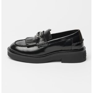 Pantofi loafer din piele cu logo - Negru