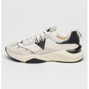 Pantofi sport cu insertii din piele intoarsa - Alb/Negru/Gri