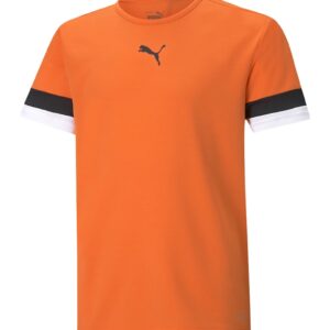 Tricou cu decolteu la baza gatului si imprimeu logo pentru fotbal - Negru/Portocaliu mandarina
