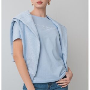 Tricou din bumbac cu imprimeu logo - Alb/Albastru deschis