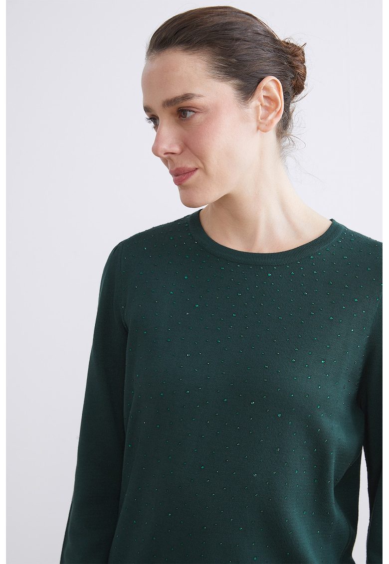 Pulover tricotat fin - Verde englez