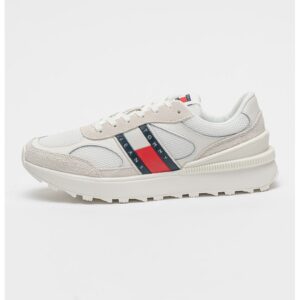 Pantofi sport de plasa cu insertii din piele intoarsa - Rosu/Albastru inchis/Alb murdar