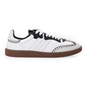 Pantofi sport din piele cu cusaturi contrastante - Alb