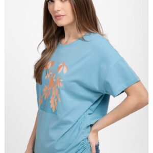 Tricou  T-Plants pentru femei - turcoaz cu frunze