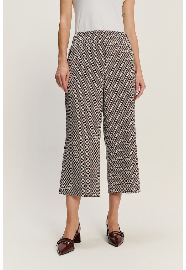 Pantaloni culotte cu buzunare - Negru/Bej deschis