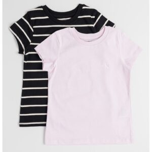 Set de tricouri de bumbac cu decolteu la baza gatului - 2 piese - Negru/Roz pastel