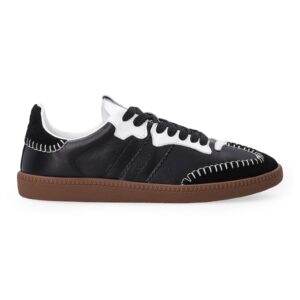 Pantofi sport din piele cu cusaturi contrastante - Negru
