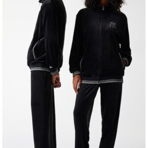 Pantaloni unisex lejeri de trening cu logo brodat - Negru