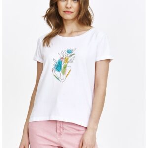 Tricou de bumbac cu imprimeu floral - Alb