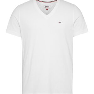 Tricou de bumbac organic cu decolteu in V - Alb
