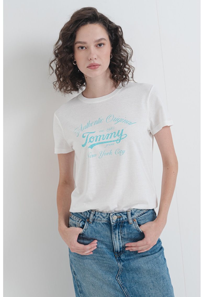 Tricou cu imprimeu text - Alb/Verde