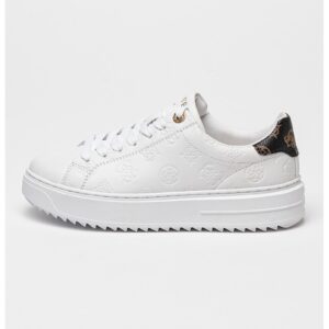 Pantofi sport de piele ecologica cu logo - Alb