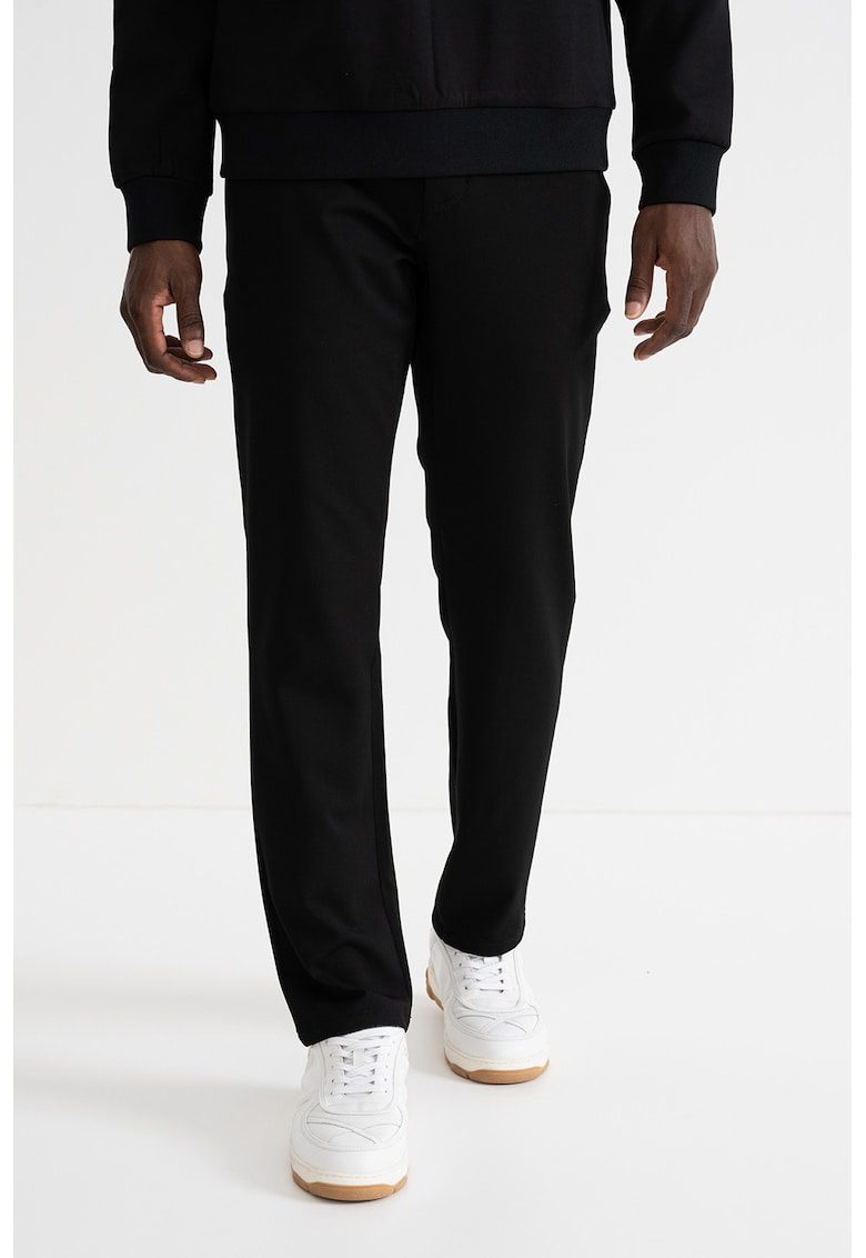 Pantaloni slim-fit chnino cu model uni - Negru