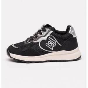 Pantofi sport din material sintetic cu garnituri din material textil - Negru/Argintiu