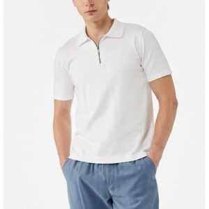 Tricou polo cu fermoar scurt