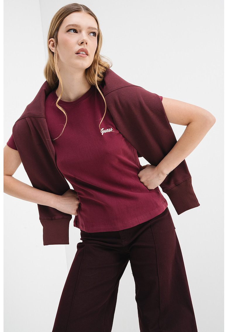 Tricou cu decolteu la baza gatului - Violet tyrian