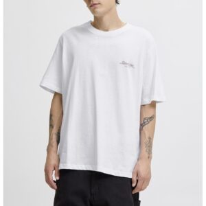 Tricou lejer cu imprimeu pe partea din spate - Alb/Verde/Albastru indigo