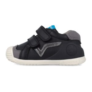 Pantofi sport de piele si piele ecologica - Negru/Gri inchis