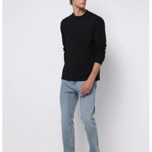 Blui regular fit cu talie medie - Negru