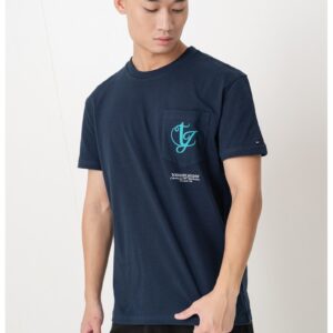 Tricou regular fit cu buzunar pe piept - Bleumarin