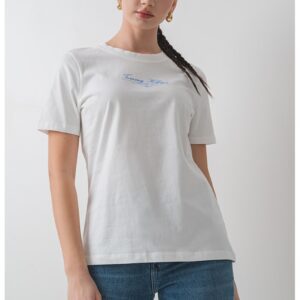 Tricou de bumbac cu imprimeu logo - Albastru pastel/Alb optic