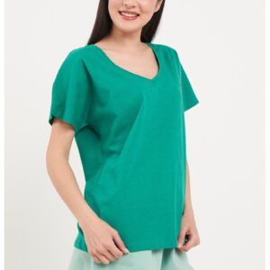 Tricou din bumbac cu logo discret - Verde aquamarin